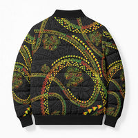 Hawaiian Kakau Art and Hisbiscus Tattoo Bomber Puffer Jacket Tribal Pattern-Reggae Style LT03 - Polynesian Pride