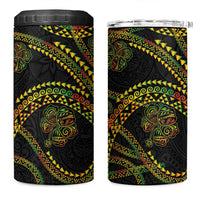 Hawaiian Kakau Art and Hibiscus Tattoo 4 in 1 Can Cooler Tumbler Tribal Pattern-Reggae Style LT03 One Size: 16 oz Black - Polynesian Pride