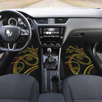 Hawaiian Kakau Art and Hisbiscus Tattoo Car Mats Tribal Pattern-Reggae Style LT03 Set 2pcs - Front Black - Polynesian Pride