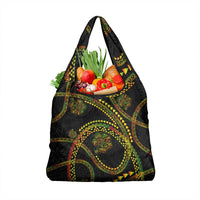 Hawaiian Kakau Art and Hisbiscus Tattoo Grocery Bag Tribal Pattern-Reggae Style LT03 1-pack One Size Black - Polynesian Pride