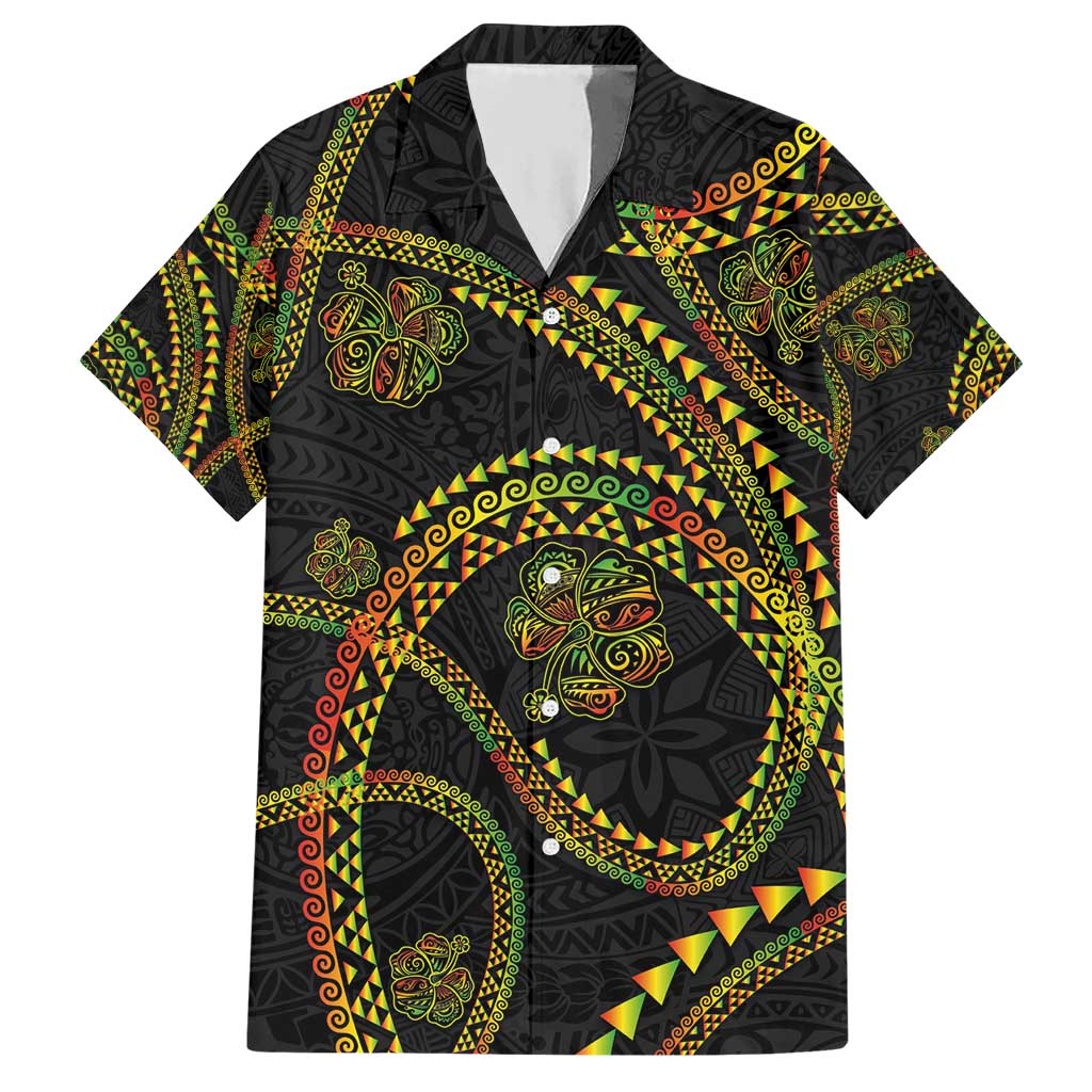 Hawaiian Kakau Art and Hisbiscus Tattoo Hawaiian Shirt Tribal Pattern-Reggae Style LT03 Black - Polynesian Pride