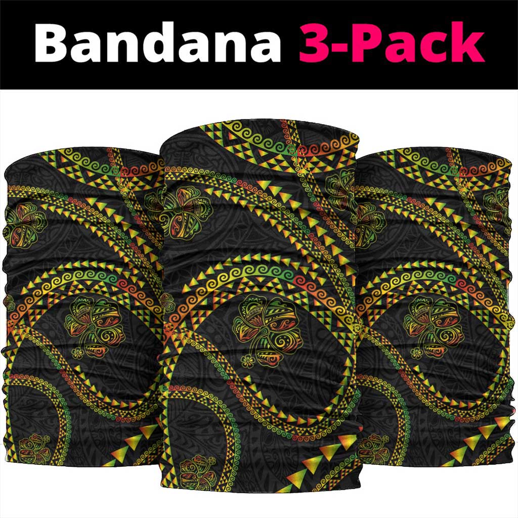 Hawaiian Kakau Art and Hisbiscus Tattoo Neck Gaiter Tribal Pattern-Reggae Style LT03 package One Size: 25*50cm Black - Polynesian Pride
