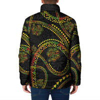 Hawaiian Kakau Art and Hisbiscus Tattoo Padded Jacket Tribal Pattern-Reggae Style LT03 - Polynesian Pride