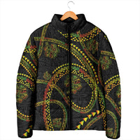 Hawaiian Kakau Art and Hisbiscus Tattoo Padded Jacket Tribal Pattern-Reggae Style LT03 - Polynesian Pride