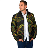 Hawaiian Kakau Art and Hisbiscus Tattoo Padded Jacket Tribal Pattern-Reggae Style LT03 - Polynesian Pride
