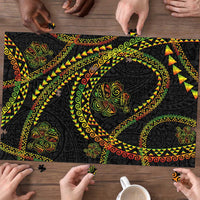 Hawaiian Kakau Art and Hisbiscus Tattoo Puzzle Tribal Pattern-Reggae Style LT03 - Polynesian Pride