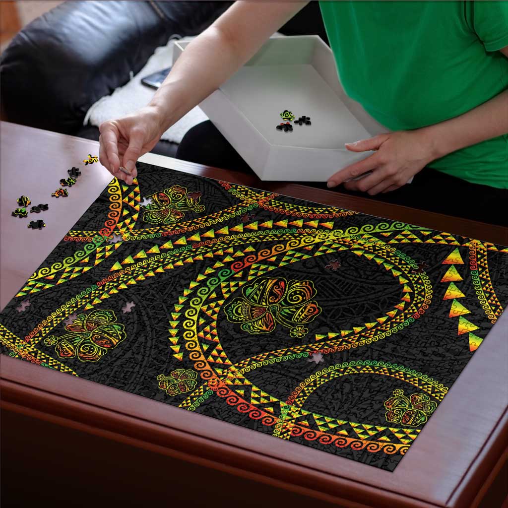 Hawaiian Kakau Art and Hisbiscus Tattoo Puzzle Tribal Pattern-Reggae Style LT03 - Polynesian Pride