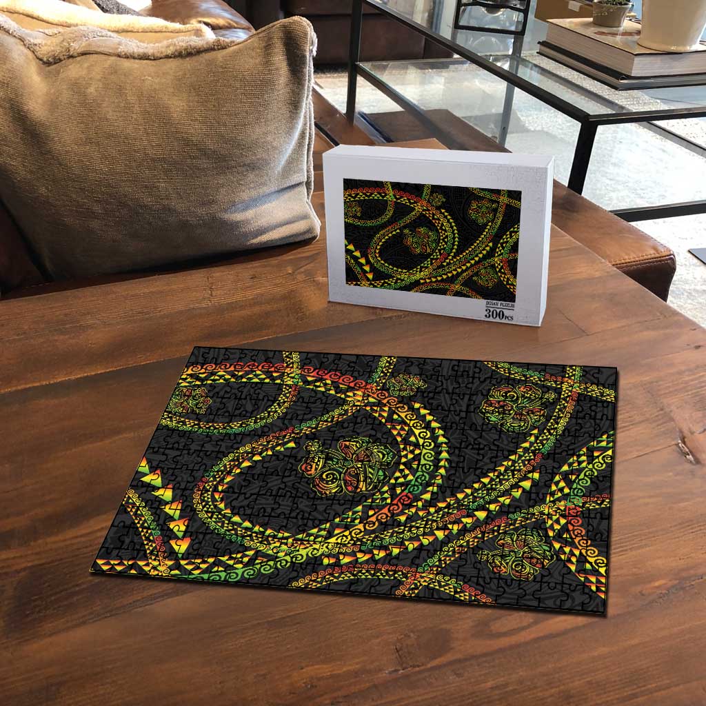 Hawaiian Kakau Art and Hisbiscus Tattoo Puzzle Tribal Pattern-Reggae Style LT03 - Polynesian Pride