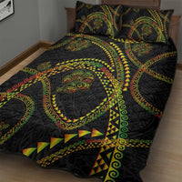 Hawaiian Kakau Art and Hisbiscus Tattoo Quilt Bed Set Tribal Pattern-Reggae Style LT03 - Polynesian Pride