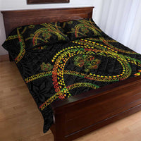 Hawaiian Kakau Art and Hisbiscus Tattoo Quilt Bed Set Tribal Pattern-Reggae Style LT03 - Polynesian Pride