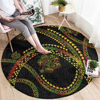 Hawaiian Kakau Art and Hibiscus Tattoo Round Carpet Tribal Pattern-Reggae Style LT03 - Polynesian Pride