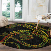 Hawaiian Kakau Art and Hibiscus Tattoo Round Carpet Tribal Pattern-Reggae Style LT03 - Polynesian Pride