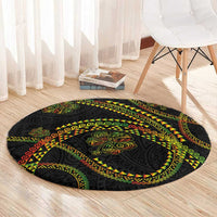 Hawaiian Kakau Art and Hibiscus Tattoo Round Carpet Tribal Pattern-Reggae Style LT03 - Polynesian Pride