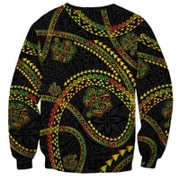 Hawaiian Kakau Art and Hisbiscus Tattoo Sweatshirt Tribal Pattern-Reggae Style LT03 - Polynesian Pride