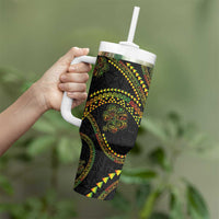 Hawaiian Kakau Art and Hibiscus Tattoo Tumbler With Handle Tribal Pattern-Reggae Style LT03 - Polynesian Pride