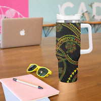 Hawaiian Kakau Art and Hibiscus Tattoo Tumbler With Handle Tribal Pattern-Reggae Style LT03 - Polynesian Pride
