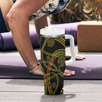 Hawaiian Kakau Art and Hibiscus Tattoo Tumbler With Handle Tribal Pattern-Reggae Style LT03 - Polynesian Pride