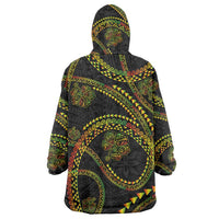 Hawaiian Kakau Art and Hibiscus Tattoo Wearable Blanket Hoodie Tribal Pattern-Reggae Style LT03 - Polynesian Pride