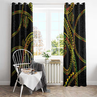 Hawaiian Kakau Art and Hisbiscus Tattoo Window Curtain Tribal Pattern-Reggae Style LT03 - Polynesian Pride