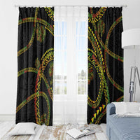 Hawaiian Kakau Art and Hisbiscus Tattoo Window Curtain Tribal Pattern-Reggae Style LT03 - Polynesian Pride