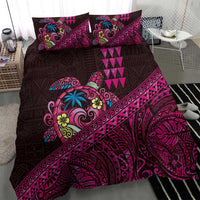 Hawaiian Abstract Sea Turtle Bedding Set Polynesian Tapa Art and Kakau Tattoo Pink WaterColor LT03 - Polynesian Pride