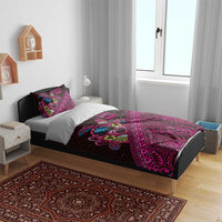 Hawaiian Abstract Sea Turtle Bedding Set Polynesian Tapa Art and Kakau Tattoo Pink WaterColor LT03 - Polynesian Pride