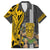 Hawaii Island Family Matching Off Shoulder Short Dress and Hawaiian Shirt Hawaiian Warrior and Kakau Symbols Abstract Tattoo LT03 Dad's Shirt - Short Sleeve Yellow - Polynesian Pride