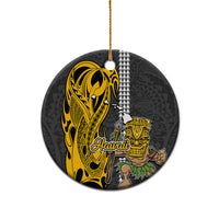 Custom Hawaii Hawaii Island Ceramic Ornament Hawaiian Warrior and Kakau Symbols Abstract Tattoo LT03 - Polynesian Pride