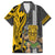 Custom Hawaii Island Family Matching Short Sleeve Bodycon Dress and Hawaiian Shirt Hawaiian Warrior and Kakau Symbols Abstract Tattoo LT03 Dad's Shirt - Short Sleeve Yellow - Polynesian Pride