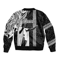 Hawaii Island Sleeve Zip Bomber Jacket Hawaiian King and Kakau Symbols Abstract Shoulder Tattoo LT03 - Polynesian Pride