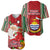 Kiribati Christmas Baseball Jersey Santa With Gift Bag Behind Ribbons Seamless Red Maori LT03 - Polynesian Pride