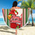 Kiribati Christmas Beach Blanket Santa With Gift Bag Behind Ribbons Seamless Red Maori LT03 - Wonder Print Shop