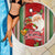 Kiribati Christmas Beach Blanket Santa With Gift Bag Behind Ribbons Seamless Red Maori LT03 - Wonder Print Shop