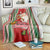 Kiribati Christmas Blanket Santa With Gift Bag Behind Ribbons Seamless Red Maori LT03 - Polynesian Pride