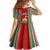 Kiribati Christmas Family Matching Long Sleeve Bodycon Dress and Hawaiian Shirt Santa With Gift Bag Behind Ribbons Seamless Red Maori LT03 - Polynesian Pride