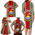 Kiribati Christmas Family Matching Long Sleeve Bodycon Dress and Hawaiian Shirt Santa With Gift Bag Behind Ribbons Seamless Red Maori LT03 - Polynesian Pride