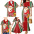 Kiribati Christmas Family Matching Mermaid Dress and Hawaiian Shirt Santa With Gift Bag Behind Ribbons Seamless Red Maori LT03 - Polynesian Pride