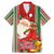 Kiribati Christmas Family Matching Mermaid Dress and Hawaiian Shirt Santa With Gift Bag Behind Ribbons Seamless Red Maori LT03 Dad's Shirt - Short Sleeve Red - Polynesian Pride