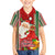 Kiribati Christmas Family Matching Off Shoulder Short Dress and Hawaiian Shirt Santa With Gift Bag Behind Ribbons Seamless Red Maori LT03 Son's Shirt Red - Polynesian Pride