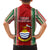 Kiribati Christmas Family Matching Puletasi Dress and Hawaiian Shirt Santa With Gift Bag Behind Ribbons Seamless Red Maori LT03 - Polynesian Pride