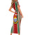 Kiribati Christmas Family Matching Short Sleeve Bodycon Dress and Hawaiian Shirt Santa With Gift Bag Behind Ribbons Seamless Red Maori LT03 - Polynesian Pride