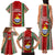 Kiribati Christmas Family Matching Tank Maxi Dress and Hawaiian Shirt Santa With Gift Bag Behind Ribbons Seamless Red Maori LT03 - Polynesian Pride