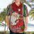 Kiribati Christmas Hawaiian Shirt Santa With Gift Bag Behind Ribbons Seamless Red Maori LT03 - Polynesian Pride