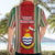 Kiribati Christmas Hawaiian Shirt Santa With Gift Bag Behind Ribbons Seamless Red Maori LT03 - Polynesian Pride