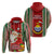 Kiribati Christmas Hoodie Santa With Gift Bag Behind Ribbons Seamless Red Maori LT03 - Polynesian Pride