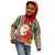 Kiribati Christmas Kid Hoodie Santa With Gift Bag Behind Ribbons Seamless Red Maori LT03 - Polynesian Pride