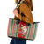 Kiribati Christmas Leather Tote Bag Santa With Gift Bag Behind Ribbons Seamless Red Maori LT03 Red - Polynesian Pride