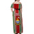 Kiribati Christmas Off Shoulder Maxi Dress Santa With Gift Bag Behind Ribbons Seamless Red Maori LT03 - Polynesian Pride