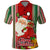 Kiribati Christmas Polo Shirt Santa With Gift Bag Behind Ribbons Seamless Red Maori LT03 Red - Polynesian Pride