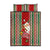 Kiribati Christmas Quilt Bed Set Santa With Gift Bag Behind Ribbons Seamless Red Maori LT03 Red - Polynesian Pride